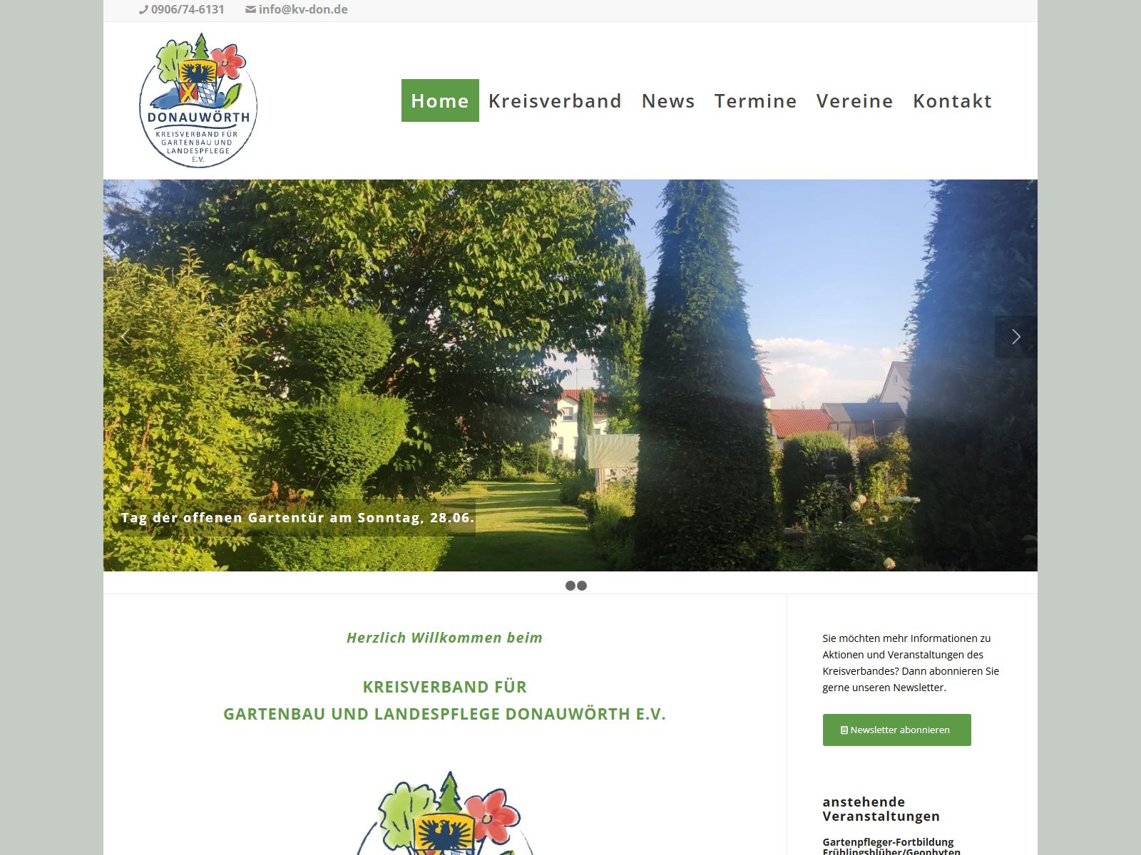 Website-Ansicht des Projekts Kreisverband Gartenbau Donauwörth