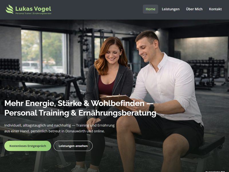 Website-Ansicht des Projekts Fit mit Lukas (Coaching)