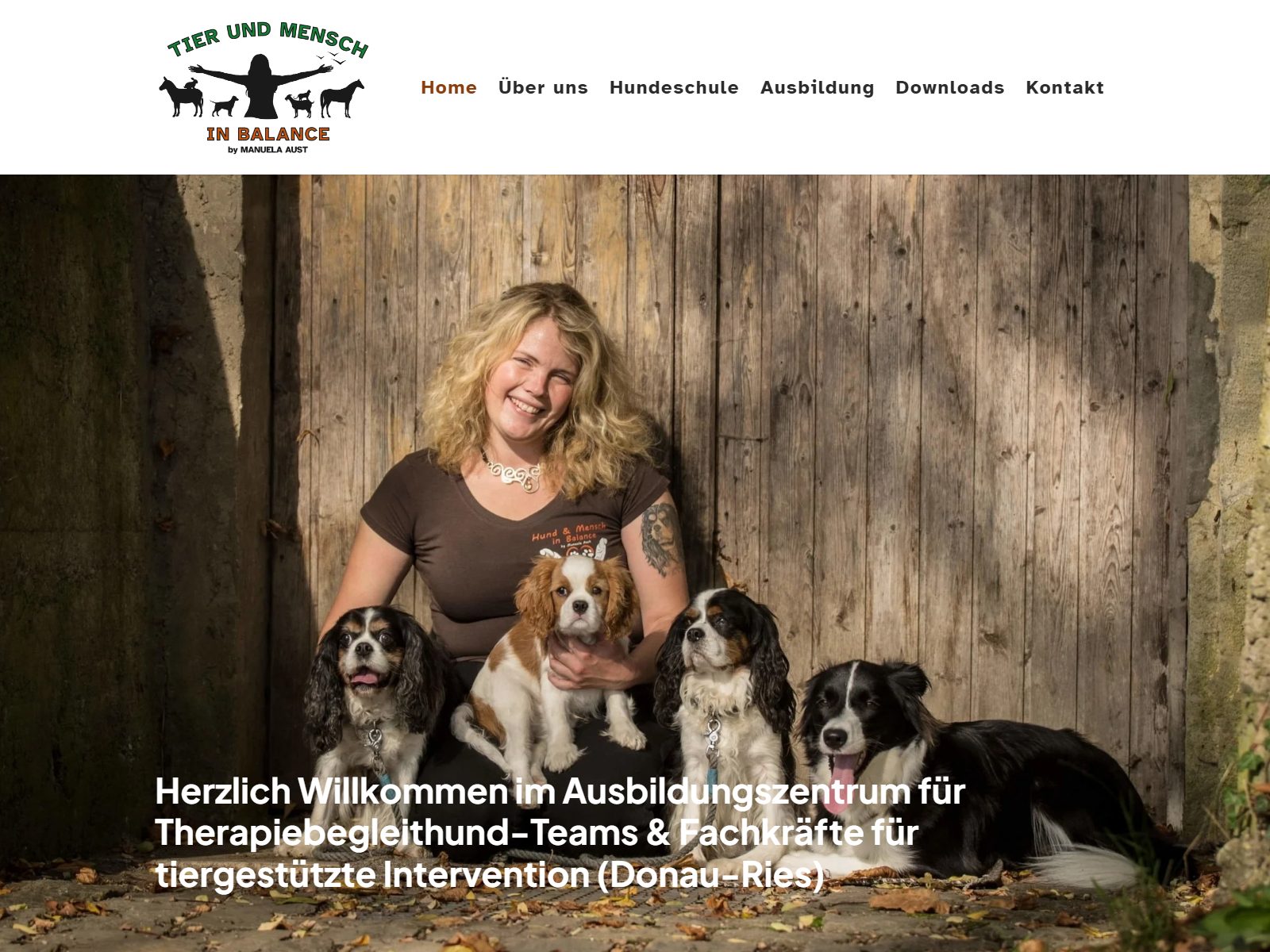 Website-Ansicht des Projekts Tier & Mensch in Balance