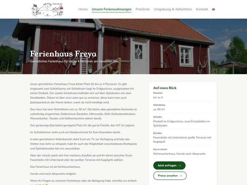 Ferienhaus Freya: Beschreibung und die wichtigsten Eckdaten auf einen Blick, Anfrage und Preise mit einem Klick erreichbar