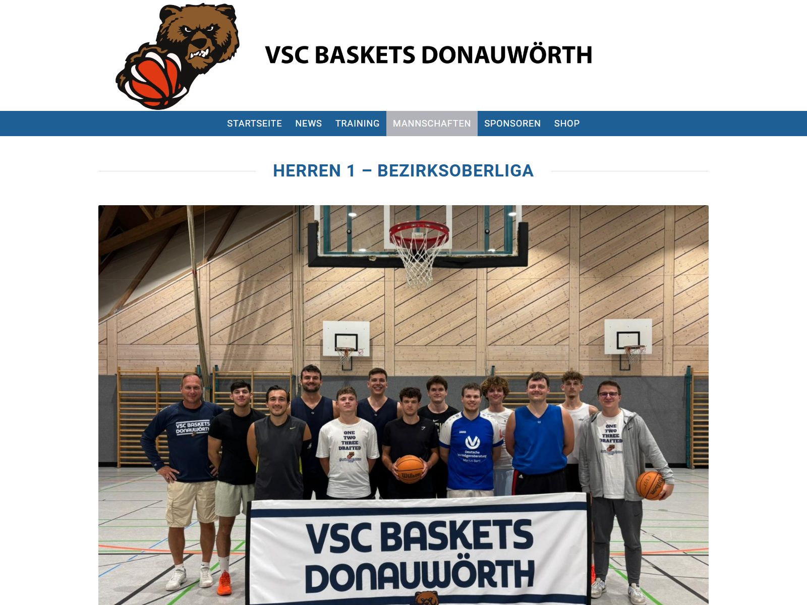Website-Ansicht des Projekts VSC Baskets Donauwörth
