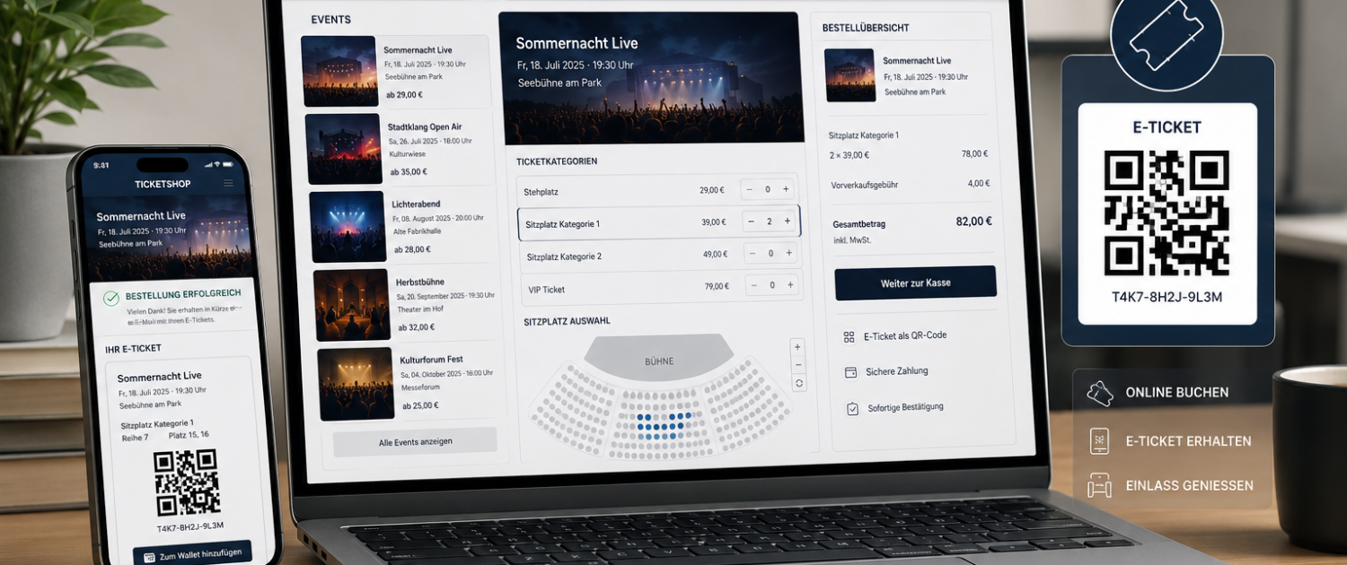 Ticketshop einrichten lassen für Veranstaltungen mit E-Ticketing